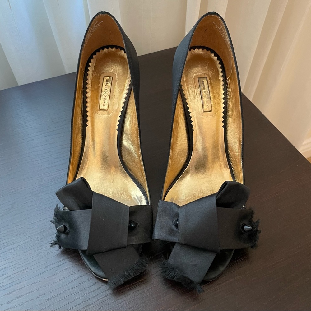 Report Signature Amelie Women’s Black Satin Pumps Sz 7.5 Holiday Party Heels Bow